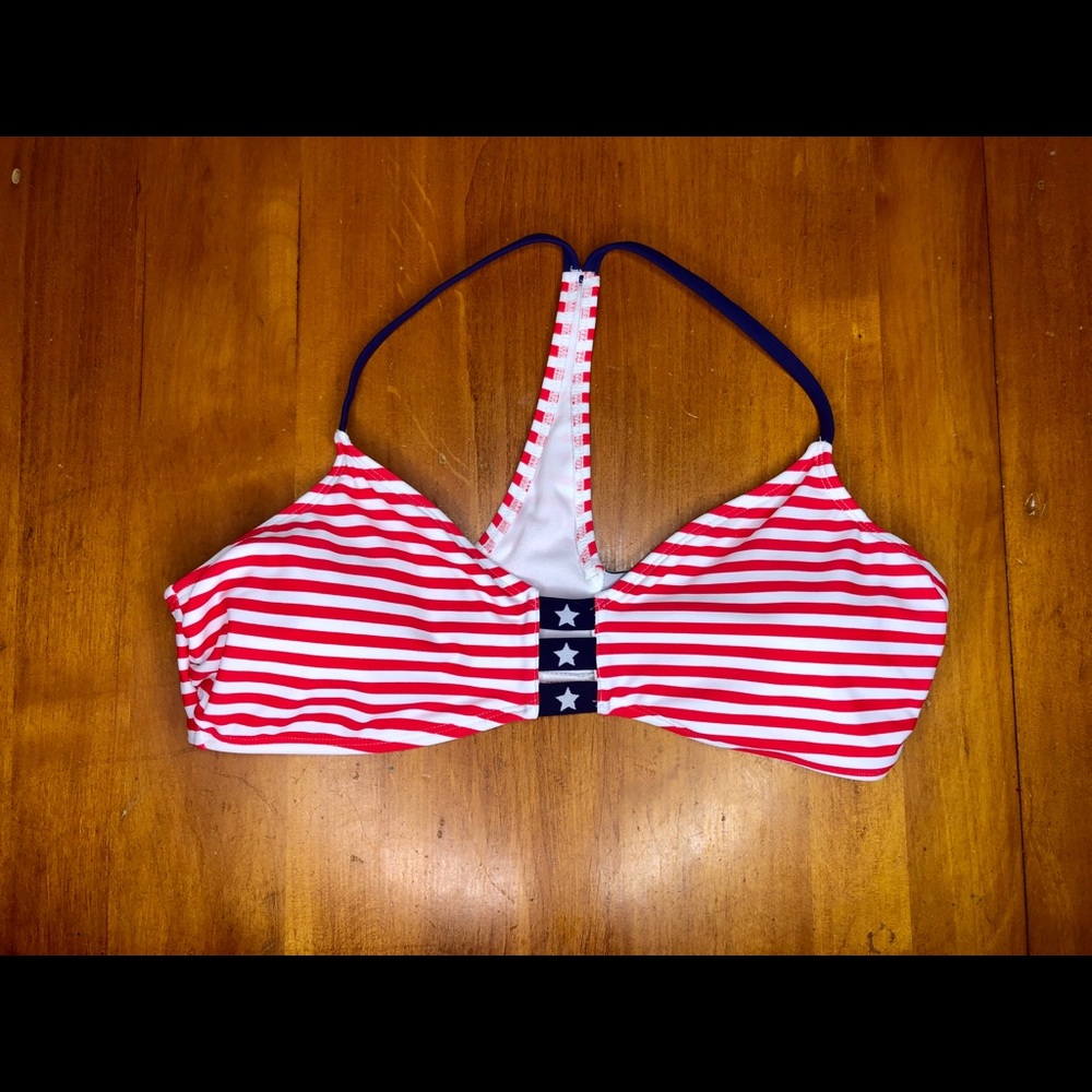 Xhilaration Red White Blue American Flag Swim Top